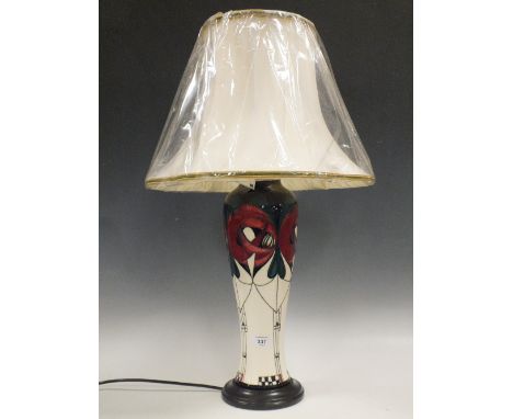 A LARGE MOORCROFT MACKINTOSH DESIGN TABLE LAMP AND SHADE