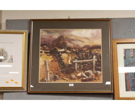 TERRY KIRMAN - RUNNING HILL GATE - SADDLEWORTH, signed lower right, watercolour, framed and glazed, 48.5 x 55 cm 