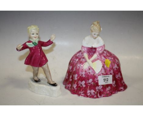A ROYAL DOULTON VICTORIA FIGURE TOGETHER WITH A ROYAL WORCESTER JANUARY FIGURE