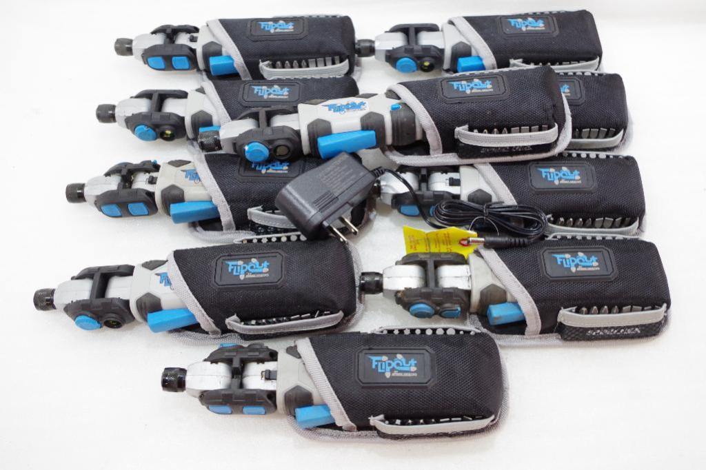 (10) SpeedHex Flipout Rechargeable Power Screwdrivers w/ Bits & (1