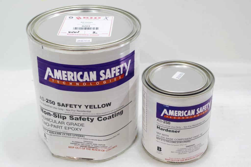 (2) Cans AMERICAN SAFETY TECHNOLOGIES: AS-250 Safety Yellow Paint & AS ...