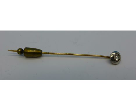 An old cut diamond set stick pin