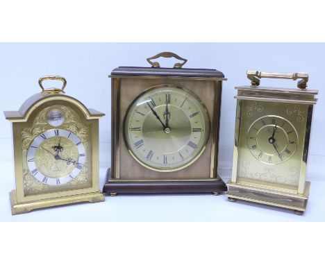 Three mantel clocks including Swiza Tempus Fugit with alarm