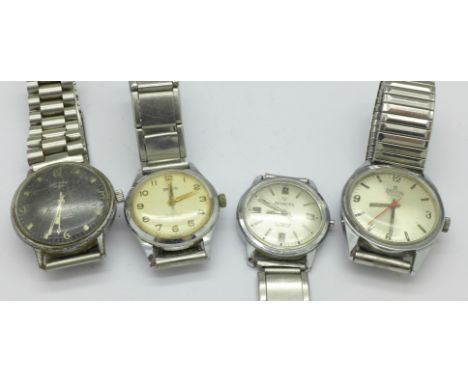 Four wristwatches; two Delfin, Invicta and Rotary