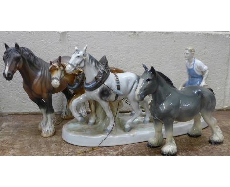 Three horse figures including two Melba Ware, all a/f
