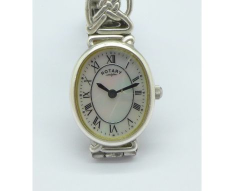 A lady's silver Rotary wristwatch, glass a/f