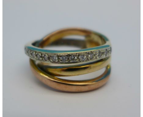 A 9ct gold and diamond ring, 8.5g, L