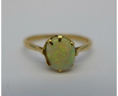 An 18ct gold and opal ring, 1.8g, L, opal a/f