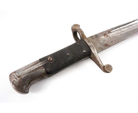 MILITARY CLUB HOUSE: P.1863 WHITWORTH BAYONET, two-piece chequered grips, steel pommel with mortise slot, muzzle ring cross g