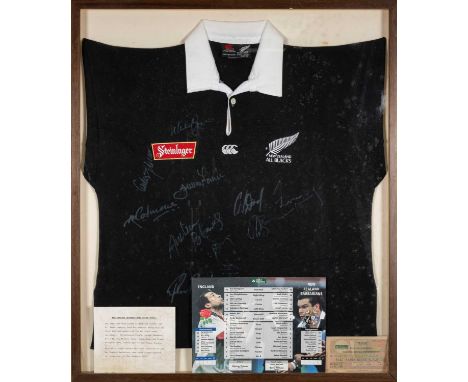 THE RUGBY CLUB HOUSE: SIGNED NEW ZEALAND INTERNATIONAL JERSEY 1996-1997, signed in silver ink by the Auckland members of the 
