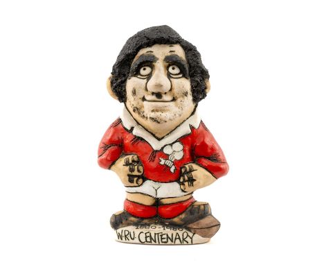 RUGBY UNION CLUB HOUSE: GROGG BY RICHARD HUGHES WRU Centenary 1880-1980 figure, with no. 10 to rear, signed by John Hughes, d