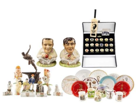 CRICKET CLUB HOUSE: ASSORTED EPHEMERA including, ARUNDEL EDITIONS LTD YORKSHIRE CRICKETERS COLLECTION CHARACTER JUGS, no. 28 