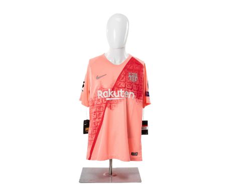 FOOTBALL CLUB HOUSE: SIGNED LIONEL MESSI BARCELONA SHIRT, Nike Dri-FIT shirt for La Liga, size L, with Messi's signature in i