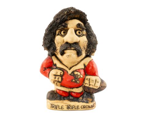 RUGBY UNION CLUB HOUSE: JOHN HUGHES GROGG Gerald Davies in a Welsh kit, carrying a ball, no. 14 to rear of the shirt, inscrib