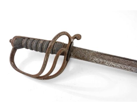 MILITARY CLUB HOUSE: WWI P.1821 ROYAL ARTILLERY OFFICER'S SWORD, no. 54086, Henry Wilkinson (Pall Mall) etched blade, total l