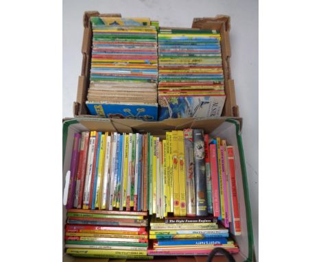 Two boxes of mid 20th century and later children's books to include Ladybird books, Rupert the Bear, Thomas the Tank Engine e