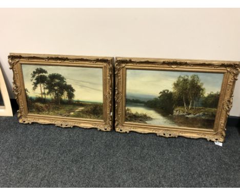 R. Sherrin : An Open Landscape with Trees and Sheep Grazing Beyond, oil on canvas, signed, 38 cm x 59 cm, together with the c