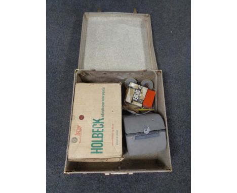 A case containing boxed Holbeck movie projector, a VU- editor splicer etc. 