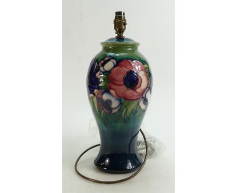 Moorcroft large Anemone Lamp Base: Height 31.5cm (not including fitting).