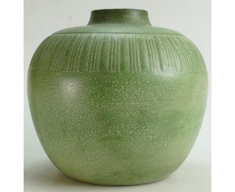 Gefle Sweden ceramic Scandinavian Art pottery large Vase: Decorated in mottled greens, height 24cm.