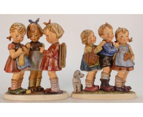 Goebel figure group (170/I) School Girls together with (369) School Children: Heights 19cm (2) (Nip to pony tail on model 170