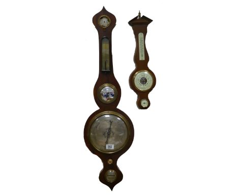 A 19th century Rosewood Onion Barometer and a modern Barometer: 19th century rosewood onion topped barometer and another mode