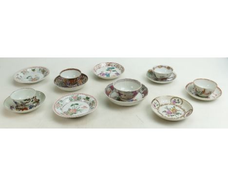 Collection of fourteen 18th / early 19th century Tea bowls &amp; saucers of Oriental designs: Some damage. (14)