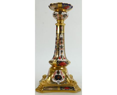 Royal Crown Derby Candlestick in the Imari design: Height 27cm.