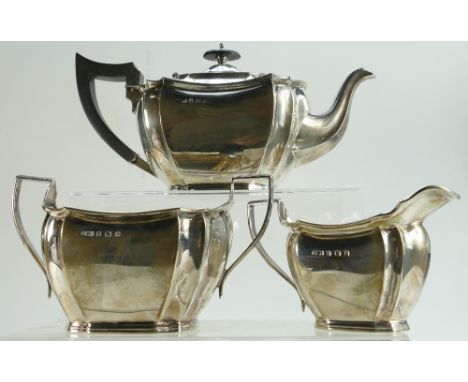 Silver 3 piece 20th century hallmarked Tea set 1279g: