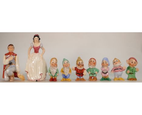 Goebel Snow White, The Seven Dwarfs and Price Charming: Height of tallest 14cm.