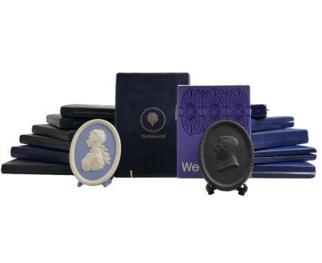 Collection of cased Wedgwood Cameo plaques to include: Limited Edition Sir Winston Churchill, Black Basalt Memorial Medallion