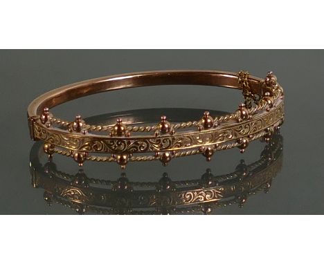 9ct Victorian ornate Rose gold Bangle 7.6 grams: