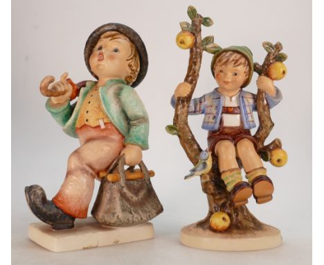 Goebel figure group (7/II) Strolling Boy together with (142/V) Boy in Apple Tree: Dated 1963, height of tallest 28cm. (2)