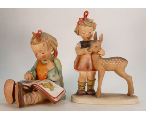 Goebel figure group (136/V) Girl With Deer together with (3/II) Girl with Book: Dated 1972, height of tallest 29cm. (2)