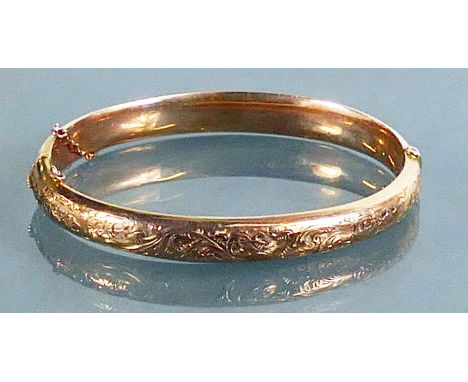 9ct Rose gold Bangle, 8.9 grams. 58mm diameter: