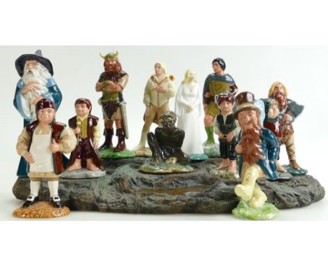 Royal Doulton Lord of the Rings collection: Including 12 figures and a base, Gandalf HN2911, Frodo HN2912, Gollum HN2913, Bil