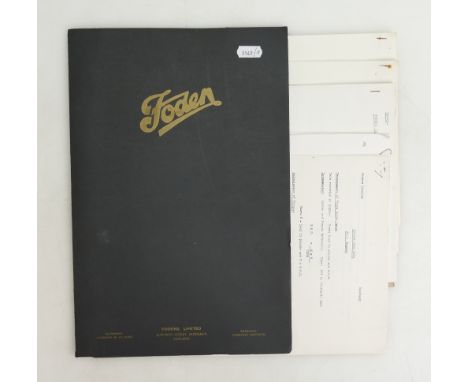 A collection of Foden Commercial Vehicle Ephemera: Sourced from a Company Master Engineer to include - Engine Department Repo