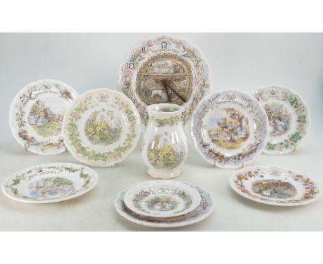 Royal Doulton Brambly Hedge Small Seasons plates: Homeward Bound, Meeting on the Sand, Harvest Mice Clock etc. (10)
