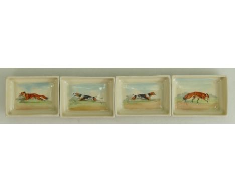 A set of four Royal Doulton pin dishes: Decorated with hunting dogs and foxes. (4)