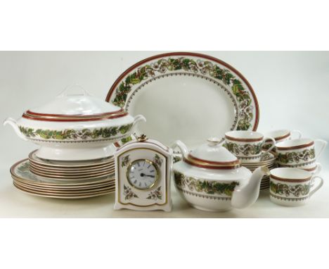 Spode Christmas Rose tea and dinner ware: A collection of Spode tea and dinner ware to include 6 dinner plates, 6 side plates