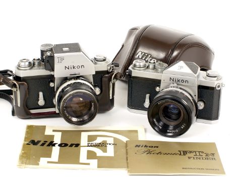 Nikon F & Nikon FTn Cameras & Lenses. Comprising Chrome Nikon F body #7151333, slight marks to prism edges & stick-on film re