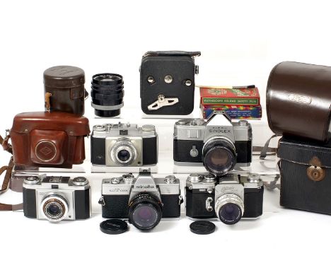 A Mixed Lot of Collector's Cameras. To include RICOH Singlex with FAST Ricoh Rikenon 55mm f1.4 lens (copy of a Nikkor) with c