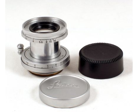 Chrome Collapsible L39 Screw Mount Elmar 5cm f2.8 Lens. #1494330. Slight cleaning marks (condition 5F). With original front c