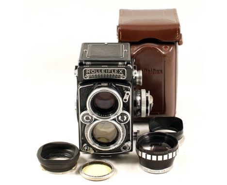 Metered Rolleiflex 2.8E. #1625195. (condition 4F) Planar 80mm f2.8 lens. Meter working, occasionally slightly sluggish. With 