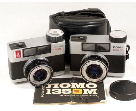 Two Lomo 135 Compact Cameras, Inc Olympic Commemorative Model. A LOMO 135BC, 1980 Moscow Olympics model, with INDUSTAR-73 f2.