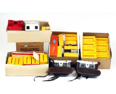 Two Wray Stereo Cameras (condition 5F), with cases. Plus a large quantity of Kodachrome stereo slides (some unmounted) from 1