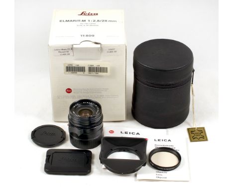 Leica Elmarit M 28mm f2.8 E46 Lens. #3671786. (condition 4F). With caps, lens hood & soft pouch. In makers box.