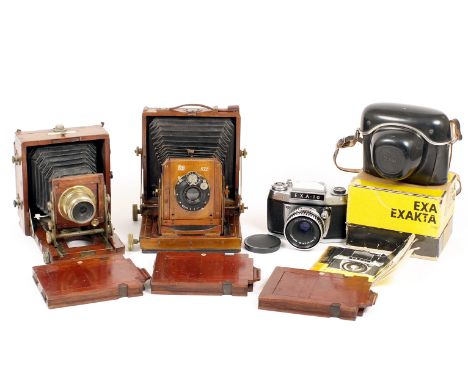 A Mixed Lot including a Lancaster Instantagraph 1895 Wood & Brass Camera. With contemporary lens (mount needs slight attentio