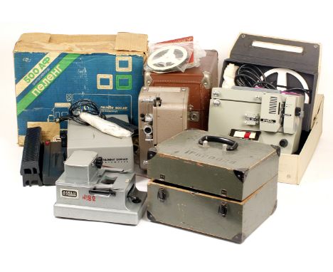 Soviet Slide & Cine Projectors, etc. To include LUCH-2 8mm cine projector & SEL-1 synchroniser, 8P-1 & RUSS cine projectors a