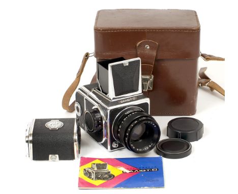 RARE 1978 SALUTE-S Outfit. With VEGA-12V f2.8 90mm lens. Rare version with self-timer & 1/125 speed. With case, filters, 2 fi